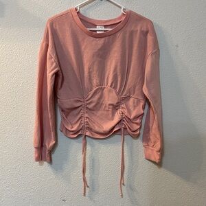 No Boundaries Dusty Pink Ruched Sweatshirt